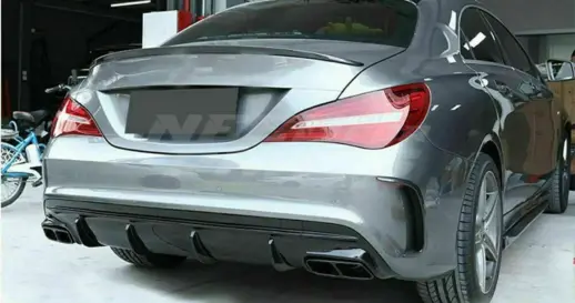 Diffuser With Black Exhaust Tips For Mercedes CLA Class C117/X117 AMG Line & CLA45 AMG Only – CLA 45 AMG Look, Gloss Black
