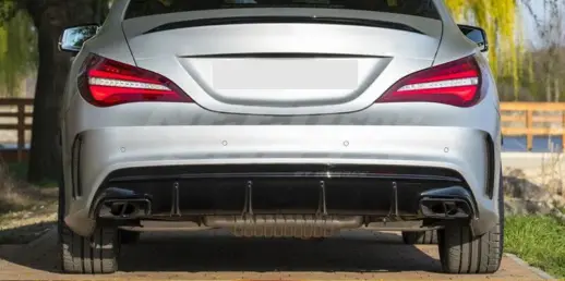 Diffuser With Black Exhaust Tips For Mercedes CLA Class C117/X117 AMG Line & CLA45 AMG Only – CLA 45 AMG Look, Gloss Black