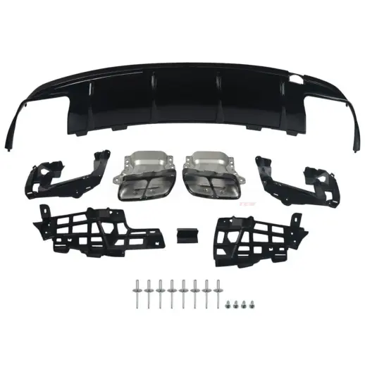 Diffuser With Black Exhaust Tips For Mercedes CLA Class C117/X117 AMG Line & CLA45 AMG Only – CLA 45 AMG Look, Gloss Black