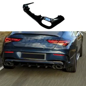 Diffuser With Black Exhaust Tips Voor Mercedes CLA X118/C118 AMG Line & CLA35 AMG & CLA45 AMG – O-O – CLA35 AMG Look, Hoogglans Zwart