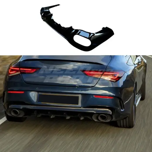 Diffuser With Black Exhaust Tips For Mercedes CLA Class C118/X118 AMG Line & CLA35 AMG & CLA45 AMG Only – O-O – CLA35 AMG Look, Gloss Black