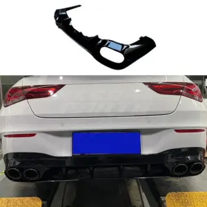 Diffuser With Black Exhaust Tips Voor Mercedes CLA X118/C118 AMG Line & CLA35 AMG & CLA45 AMG – O-O – CLA45 AMG Look, Hoogglans Zwart