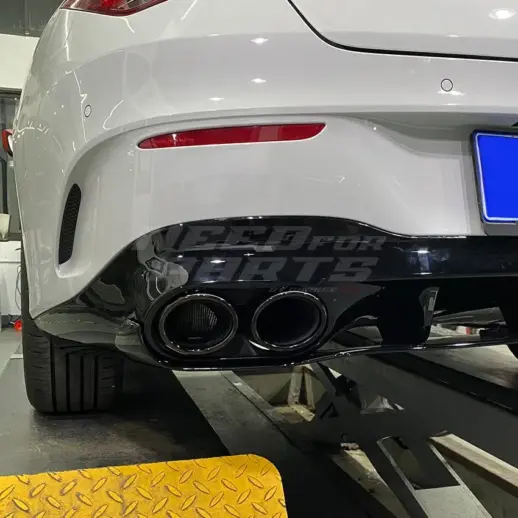 Diffuser With Black Exhaust Tips For Mercedes CLA Class C118/X118 AMG Line & CLA35 AMG & CLA45 AMG Only – O-O – CLA45 AMG Look, Gloss Black