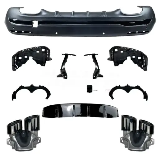 Diffuser With Black Exhaust Tips For Mercedes GLA Class H247 AMG Line & GLA35 AMG & GLA45 AMG Only – OO-OO – GLA45 AMG Look, Gloss Black