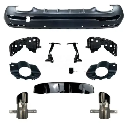 Diffuser With Black Exhaust Tips For Mercedes GLA Class H247 AMG Line & GLA35 AMG Only – O-O – GLA35 AMG Look, Gloss Black