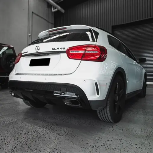 Diffuser With Black Exhaust Tips For Mercedes GLA Class X156 (2017-2019) Facelift AMG Line & GLA45 AMG Only – GLA 45 AMG Look, Gloss Black