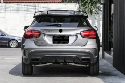 Diffuser With Black Exhaust Tips For Mercedes GLA Class X156 (2017-2019) Facelift AMG Line & GLA45 AMG Only – GLA 45 AMG Look, Gloss Black