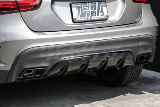 Diffuser With Black Exhaust Tips For Mercedes GLA Class X156 (2017-2019) Facelift AMG Line & GLA45 AMG Only – GLA 45 AMG Look, Gloss Black
