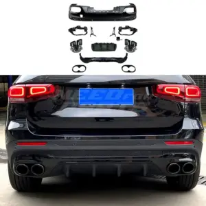 Diffuser With Black Exhaust Tips Voor Mercedes GLB X247 AMG Line & GLB35 AMG – OO-OO – 45 AMG Look, Hoogglans Zwart