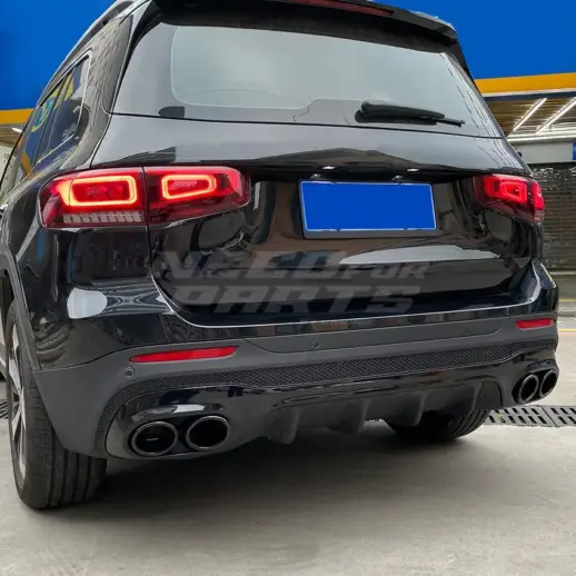 Diffuser With Black Exhaust Tips For Mercedes GLB Class X247 AMG Line & GLB35 AMG Only – OO-OO – 45 AMG Look, Gloss Black