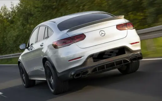 Diffuser met zwarte uitlaatsierstukken voor Mercedes GLC C253 Facelift AMG Line & GLC43 AMG & GLC63 AMG – OO-OO – GLC63 AMG Look, Hoogglans Zwart