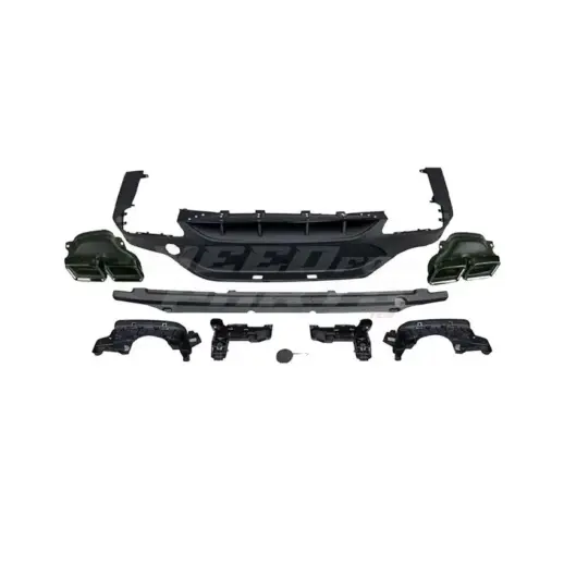 Diffuser met zwarte uitlaatsierstukken voor Mercedes GLC C253 Facelift AMG Line & GLC43 AMG & GLC63 AMG – OO-OO – GLC63 AMG Look, Hoogglans Zwart
