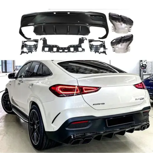 Diffuser With Black Exhaust Tips For Mercedes GLE Class C167 AMG Line & GLE53 AMG & GLE63 AMG Only – GLE 63 AMG Look, Gloss Black