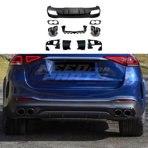 Diffuser With Black Exhaust Tips For Mercedes GLE Class C167/W167 AMG Line & GLE53 AMG & GLE63 AMG Only – OO-OO – GLE53 AMG Look, Gloss Black