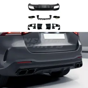 Diffuser With Black Exhaust Tips Voor Mercedes GLE W167 AMG Line & GLE53 AMG & GLE63 AMG – OO-OO – GLE63 S AMG Look, Hoogglans Zwart