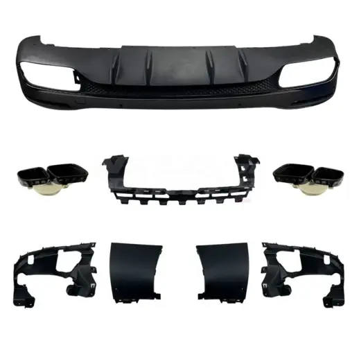Diffuser With Black Exhaust Tips For Mercedes GLE Class W166 AMG Line & GLE43 AMG & GLE450 AMG & GLE63 AMG Only – GLE 63 AMG Look, Gloss Black