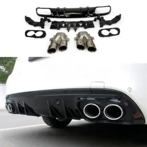 Diffuser With Chrome Exhaust Tips Voor Mercedes C Class S205/W205 Pre-Facelift AMG Line & C43 AMG & C450 AMG & C63 AMG – C43 AMG Look, Hoogglans Zwart