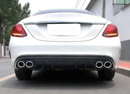 Diffuser With Chrome Exhaust Tips For Mercedes C Class S205/W205 Pre-Facelift AMG Line & C43 AMG & C450 AMG & C63 AMG Only – C43 AMG Look, Gloss Black