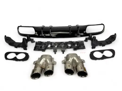 Diffuser With Chrome Exhaust Tips For Mercedes C Class S205/W205 Pre-Facelift AMG Line & C43 AMG & C450 AMG & C63 AMG Only – C43 AMG Look, Gloss Black
