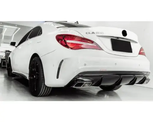 Diffuser With Chrome Exhaust Tips For Mercedes CLA Class C117/X117 AMG Line & CLA45 AMG Only – CLA 45 AMG Look, Gloss Black