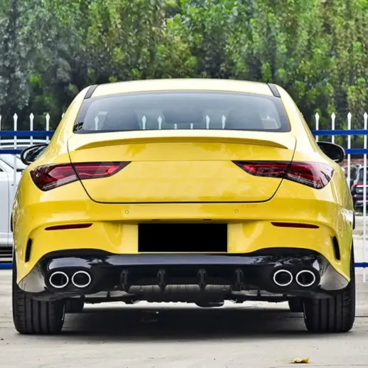 Diffuser With Chrome Exhaust Tips For Mercedes CLA Class C118/X118 AMG Line & CLA35 AMG & CLA45 AMG Only – OO-OO – CLA45 AMG Look, Gloss Black