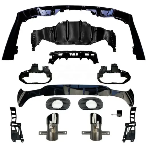 Diffuser With Chrome Exhaust Tips For Mercedes CLA Class C118/X118 AMG Line & CLA35 AMG Only – O-O – CLA35 AMG Look, Gloss Black