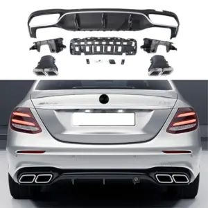 Diffuser With Chrome Exhaust Tips Voor Mercedes E Class S213/W213 Pre-Facelift AMG Line & E53 AMG & E43 AMG & E63 AMG – E63S AMG Look, Hoogglans Zwart