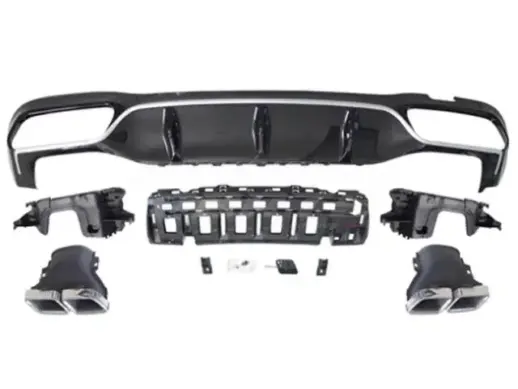 Diffuser With Chrome Exhaust Tips For Mercedes E Class S213/W213 Pre-Facelift AMG Line & E43 AMG & E53 AMG & E63 AMG Only – E63S AMG Look, Gloss Black