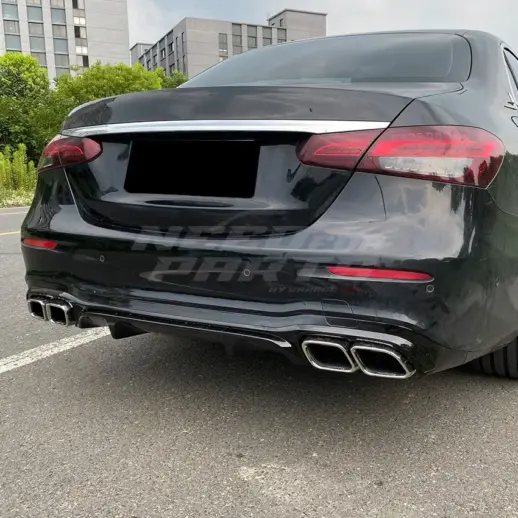 Diffuser With Chrome Exhaust Tips For Mercedes E Class W213 (2020-2023) Facelift AMG Line & E53 AMG & E63 AMG Only – OO-OO – E63S AMG Look, Gloss Black