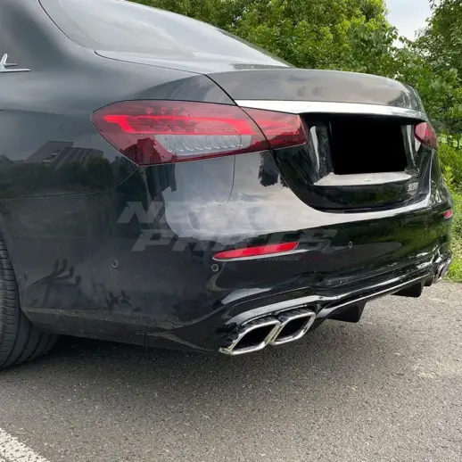 Diffuser With Chrome Exhaust Tips For Mercedes E Class W213 (2020-2023) Facelift AMG Line & E53 AMG & E63 AMG Only – OO-OO – E63S AMG Look, Gloss Black
