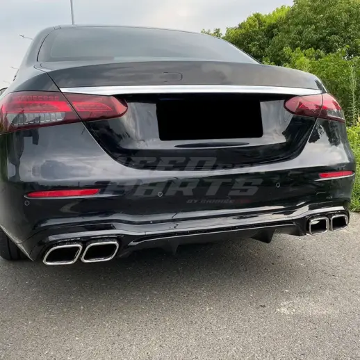 Diffuser With Chrome Exhaust Tips For Mercedes E Class W213 (2020-2023) Facelift AMG Line & E53 AMG & E63 AMG Only – OO-OO – E63S AMG Look, Gloss Black