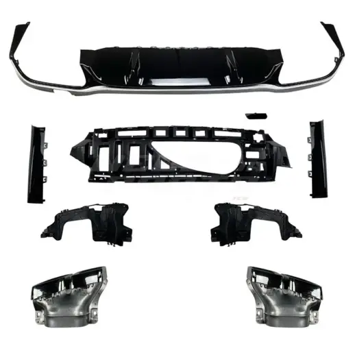 Diffuser With Chrome Exhaust Tips For Mercedes E Class W213 (2020-2023) Facelift AMG Line & E53 AMG & E63 AMG Only – OO-OO – E63S AMG Look, Gloss Black