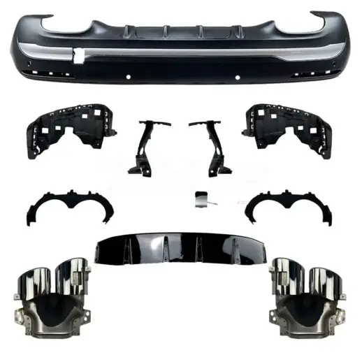 Diffuser With Chrome Exhaust Tips For Mercedes GLA Class H247 AMG Line & GLA35 AMG & GLA45 AMG Only – OO-OO – GLA45 AMG Look, Gloss Black