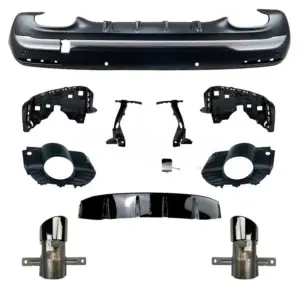 Diffuser With Chrome Exhaust Tips Voor Mercedes GLA H247 AMG Line & GLA35 AMG – O-O – GLA35 AMG Look, Hoogglans Zwart