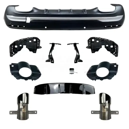 Diffuser With Chrome Exhaust Tips For Mercedes GLA Class H247 AMG Line & GLA35 AMG Only – O-O – GLA35 AMG Look, Gloss Black