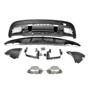 Diffuser With Chrome Exhaust Tips Voor Mercedes GLA X156 Facelift AMG Line & GLA45 AMG – GLA 45 AMG Look, Hoogglans Zwart