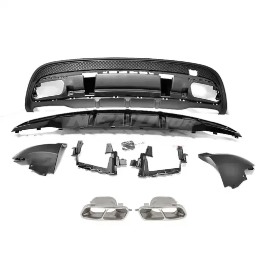 Diffuser With Chrome Exhaust Tips For Mercedes GLA Class X156 (2017-2019) Facelift AMG Line & GLA45 AMG Only – GLA 45 AMG Look, Gloss Black