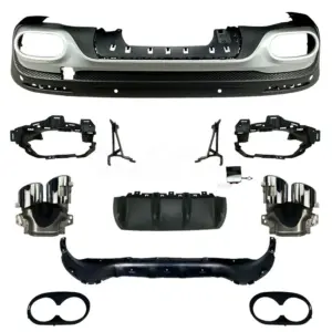 Diffuser With Chrome Exhaust Tips Voor Mercedes GLB X247 AMG Line & GLB35 AMG – OO-OO – 45 AMG Look, Hoogglans Zwart