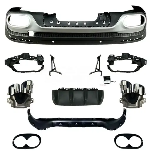 Diffuser With Chrome Exhaust Tips For Mercedes GLB Class X247 AMG Line & GLB35 AMG Only – OO-OO – 45 AMG Look, Gloss Black
