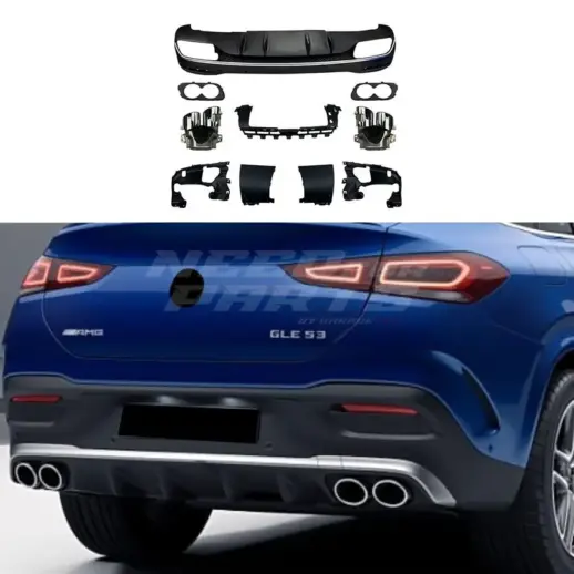 Diffuser With Chrome Exhaust Tips For Mercedes GLE Class C167 AMG Line & GLE53 AMG & GLE63 AMG Only – GLE 53 AMG Look, Gloss Black