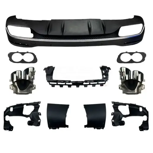 Diffuser With Chrome Exhaust Tips For Mercedes GLE Class C167 AMG Line & GLE53 AMG & GLE63 AMG Only – GLE 53 AMG Look, Gloss Black