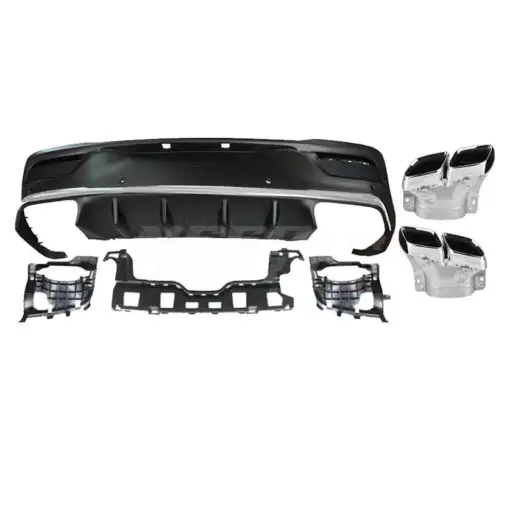 Diffuser With Chrome Exhaust Tips For Mercedes GLE Class C167 AMG Line & GLE53 AMG & GLE63 AMG Only – GLE 63 AMG Look, Gloss Black