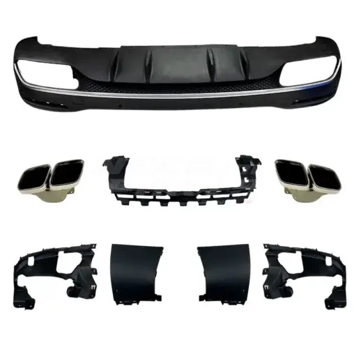 Diffuser With Chrome Exhaust Tips For Mercedes GLE Class C167/W167 AMG Line & GLE53 AMG & GLE63 AMG Only – OO-OO – GLE63 S AMG Look, Gloss Black