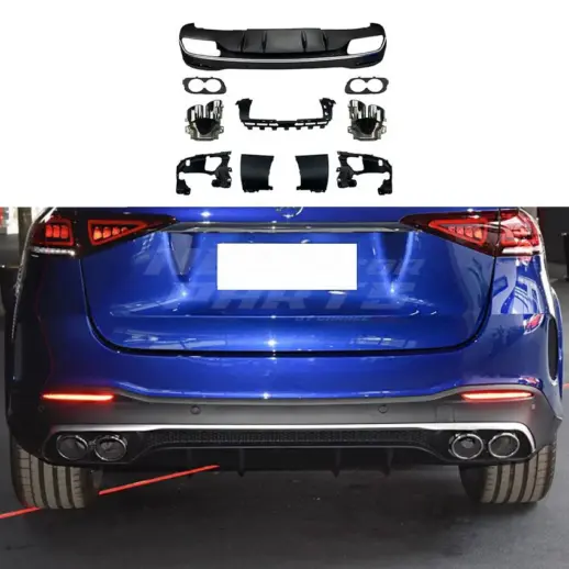 Diffuser With Chrome Exhaust Tips For Mercedes GLE Class C167/W167 AMG Line & GLE53 AMG Only – OO-OO – GLE53 AMG Look, Gloss Black