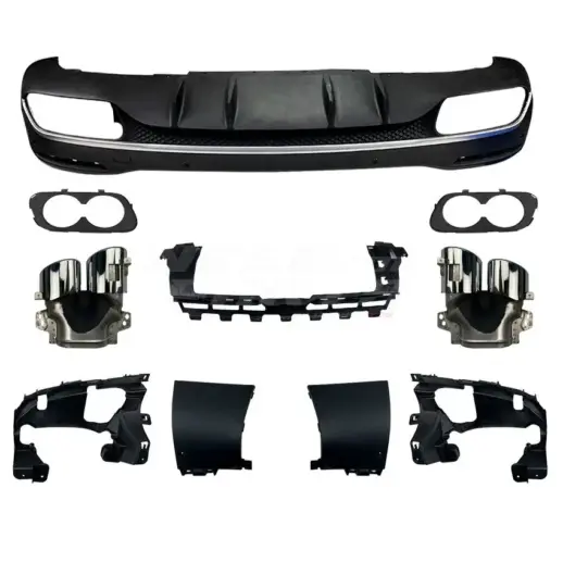 Diffuser With Chrome Exhaust Tips For Mercedes GLE Class C167/W167 AMG Line & GLE53 AMG Only – OO-OO – GLE53 AMG Look, Gloss Black