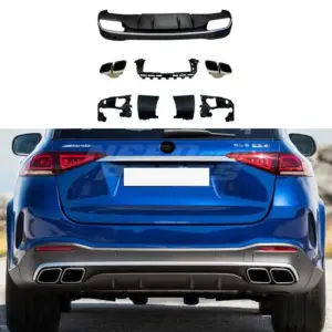 Diffuser With Chrome Exhaust Tips Voor Mercedes GLE W166 AMG Line & GLE43 AMG & GLE450 AMG & GLE63 AMG – GLE 63 AMG Look, Hoogglans Zwart