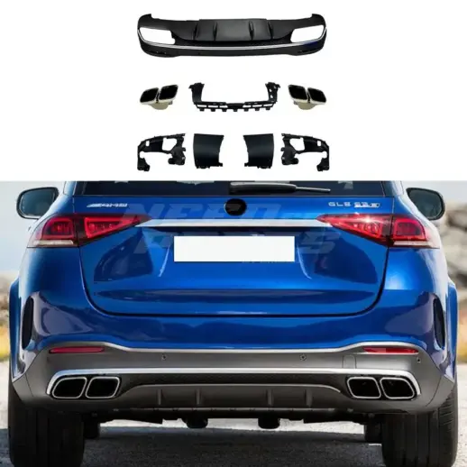 Diffuser With Chrome Exhaust Tips For Mercedes GLE Class W166 AMG Line & GLE43 AMG & GLE450 AMG & GLE63 AMG Only – GLE 63 AMG Look, Gloss Black