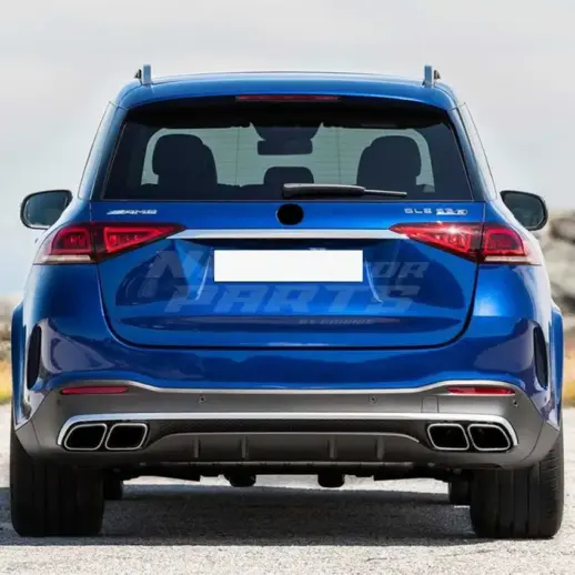 Diffuser With Chrome Exhaust Tips For Mercedes GLE Class W166 AMG Line & GLE43 AMG & GLE450 AMG & GLE63 AMG Only – GLE 63 AMG Look, Gloss Black
