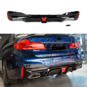 Diffuser With LED Voor BMW 5 Series G30/G31 M Sport & M550i & M550d – OO-OO – M5 CS Look, Hoogglans Zwart