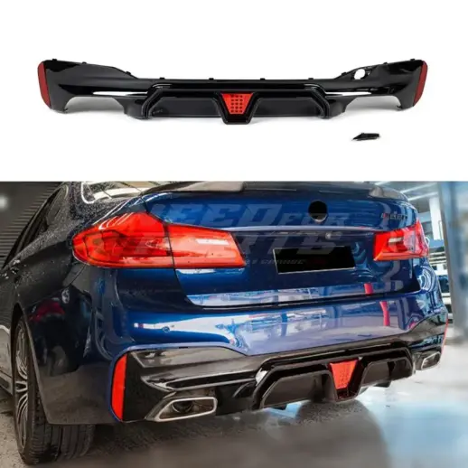 Diffuser With LED For BMW 5 Series G30/G31 M Sport & M550d & M550i Only – OO-OO – M5 CS Look, Gloss Black